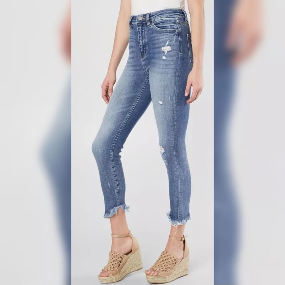 Bridge By GLY Women's Uktra High Rise Ankle Distressed Skinny Jeans Size 27